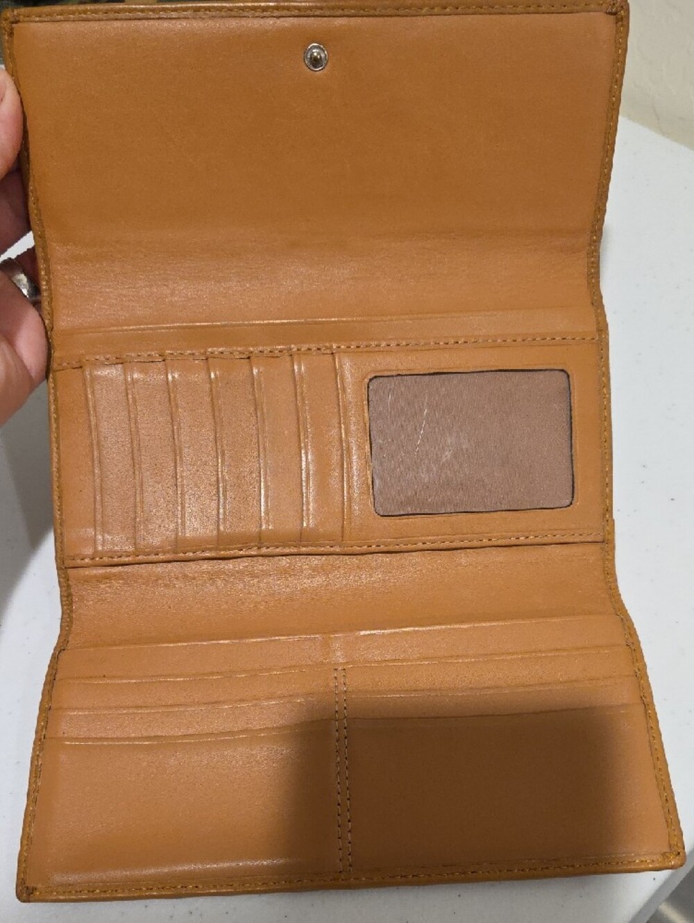Coach Brown Signature Canvas Continental Wallet with Leather Strap - Picture 2 of 15